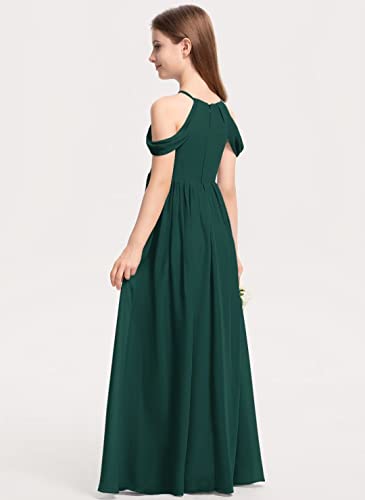 Off-Shoulder Junior Bridesmaid Dresses Long Chiffon Flower Girl Dress for Teen Girls Party Pageant Gowns Halter2