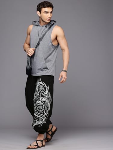 Image of The Veshti Company Printed Harem Pants for Men's Cotton Hippie Style Baggy Boho Yoga Pajama Pant with Pocket