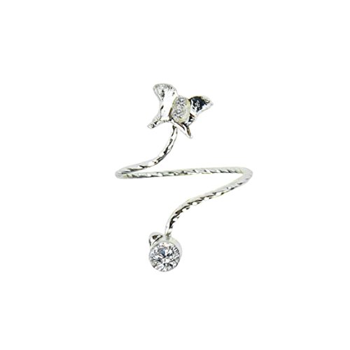 Changeshopping(TM) New Hot Cute Pattern Twisted Above Knuckle Band Midi Finger Nail Ring (Silver, Butterfly)