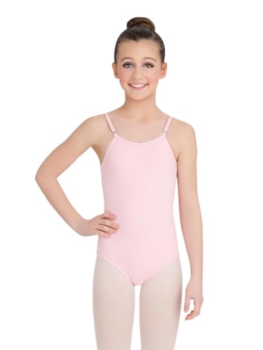 Capezio Women's Adjustable Straps Camisole Leotard – Comfortable Scoop Neck Design for Gymnastics, Moderate V-Back, Flexible Fit, Pink, Small