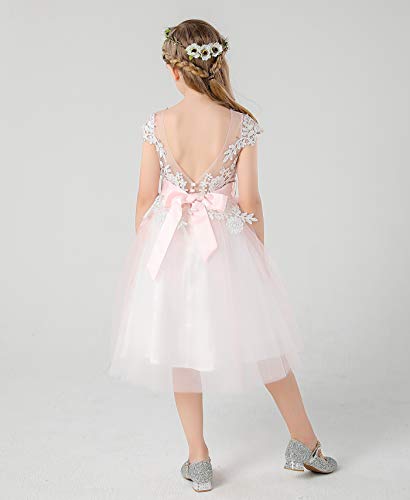 Bow Dream Vintage Lace Flower Embroidery Flower Girl Dress for Formal Wedding Baptism4