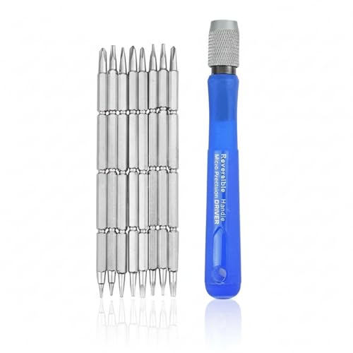Image of Screwdriver Tool Kit with 8 Bits interchangable Dual Side for Opening and Repairing Mobiles, PDA, Laptop with Openers and Tweezer (8 IN 1 Screwdriver Set)