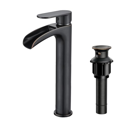 Robinet de salle de bain cascade anti-éclaboussure bronze