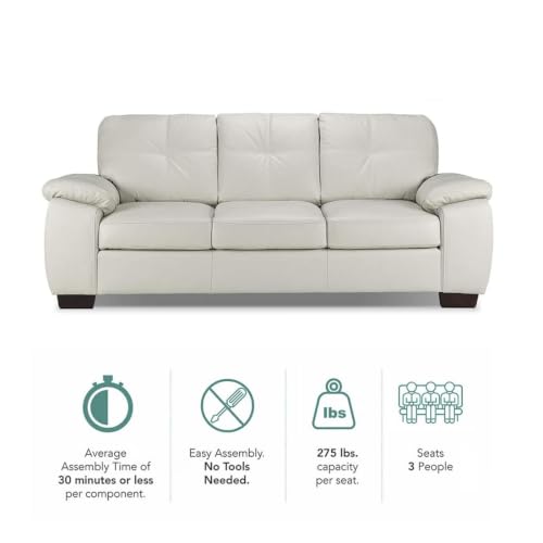 Image of Torque Antos Leatherette 3 Seater Sofa Set for Living Room- White | Modular Sofa Couches | Leatherette Sofa 3 Seater Couch for Office New Home Festival Gifts