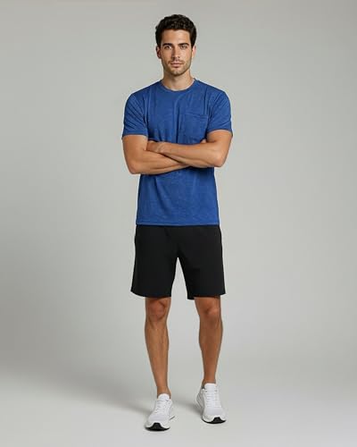 Image of Real Essentials 4 Pack: Men's Dry-Fit Short Sleeve Pocket Crew Performance Athletic T-Shirt (Available in Big & Tall)
