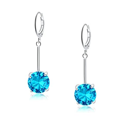 VONSSY Gemstone Drop Dangle Earrings | Stylish 18k Platinum /Gold Plated Leverback Crystal Hanging Earrings | Vintage Jewelry Gift Cover