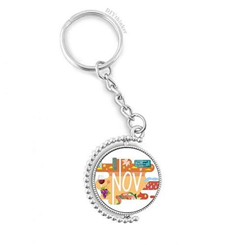 Llavero giratorio Pilgrim con anillo y amuleto de temporada de noviembre