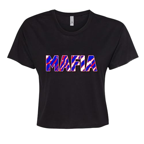 Mafia - Buffalo NY Sports Fan Retro Throwback red White Blue Striped 716 BFLO - Women's Festival Style Crop Top T-Shirt