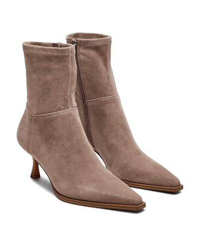 Coutgo Womens Kitten Low Heel Ankle Boots Pointed Toe Side Zipper Short Booties Fall Shoes3