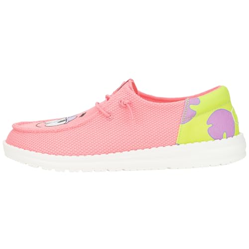 HEYDUDE X Spongebob, Womens Slip-on Loafers, Comfortable & Light-Weight Pink/Green
