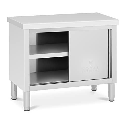 Royal Catering RCAT-100/50-WT Meuble bas en inox Armoire en inox Armoire de travail en inox 100 x 50 cm Capacité de 285 kg