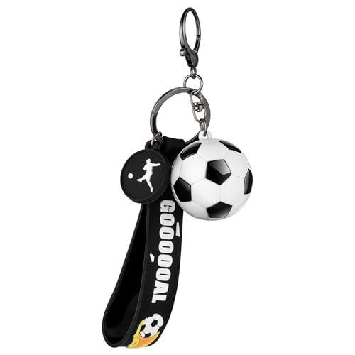 Soccer Keychain Soccer Gifts Key Chain, Football Inspirational Keyring Sports Fan Silicone Key Rings...