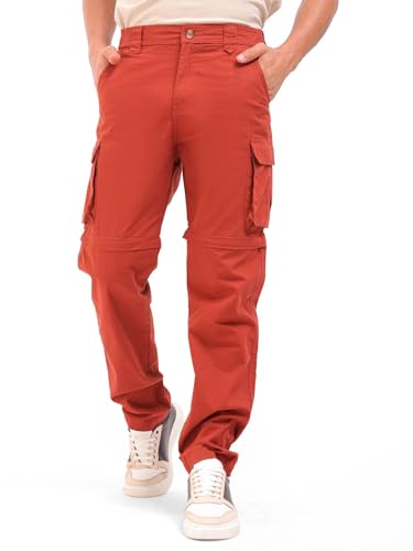 Image of The Indian Garage Co Men Relaxed Fit Solid Mid-Rise Cargos