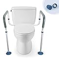 GreenChief Toilet Safety Rail, Medical Bathroom Safety Frame for Elderly, Handicap and Disabled - Adjustable Handrails for Toilet Seat Toilet Handrails Helper, 2 Additional Rubber Tips
