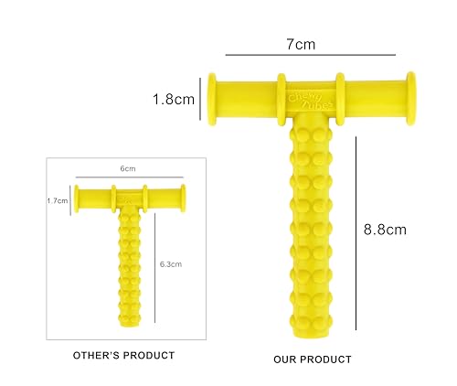 Image of Chewy Tube for Oral Sensory Therapy Yellow | Non-Toxic Biting & Chewing Tool for Autism, ADHD | Textured Teether for Children & Adults (Yellow chewy tube)