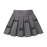 Girls Bow Pleated Mini Skirt A-Line Cute Uniform School Girl Skirts with Shorts for Kids 3-11 Years