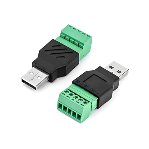 QWORK® 2 Stück USB-Stecker, USB 2.0 A Stecker auf 5-polige Buchse, Schraubklemme zum Laden und zur Datenübertragung
