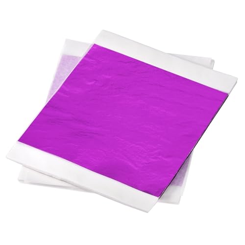 MECCANIXITY Purple Leaf Papers Gold Leaf Foil Sheet 5.5 x 5.5inch for Art Decoration, Sculptures, Pack of 100