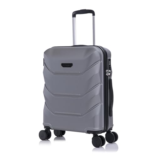 Image of Rocklands® Cabin Suitcase 55x40x20cm Hard Shell TSA Lock, 4 Spinner Wheels, Lightweight Hand Luggage Small Travel Bag, Approved for 100+ Airlines Including Ryanair, EasyJet (Grey, Cabin (20 Inch))
