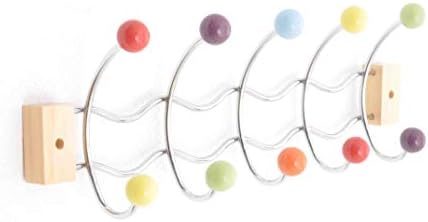 ASPECT Deluxe Wall-Mounted Hook/Coat Hanger-10 Hooks.Chrome Finish Frame & Multi-Color Ceramic Balls, Metal, Multi