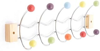 ASPECT Deluxe Wall-Mounted Hook/Coat Hanger-10 Hooks.Chrome Finish Frame & Multi-Color Ceramic Balls, Metal, Multi