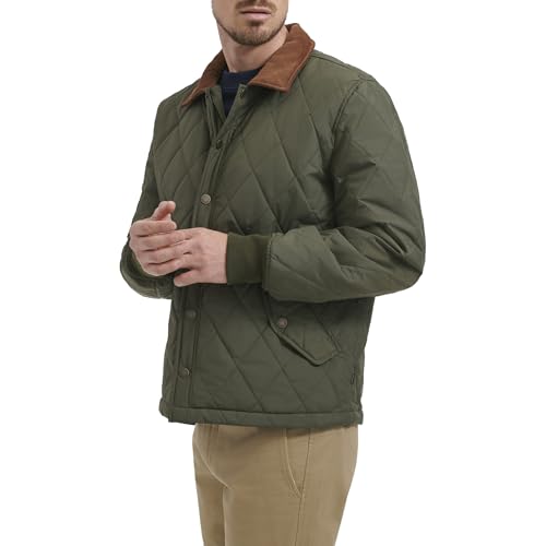 Image of DOCKERS Men's Diamond Quilted Jacket With Corduroy Collar
