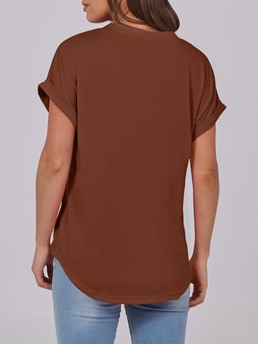 Image of ANRABESS Womens Short Sleeve Henley Tops V Neck Dressy Casual Blouses Summer Trendy Tee Shirts 2026 Vacation Fashion Clothes