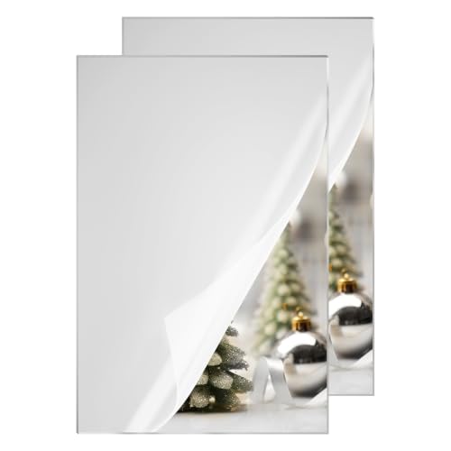 Image of KINLINK 8x12 Plexiglass Sheets 1 /8 inch Thick - 3mm Silver Mirror Cast Acrylic Sheet, Plastic Board Polycarbonate Sheet for DIY Project, Craft, Wall Mirror, Acrylic Sign and Wedding Invitation 2 Pack