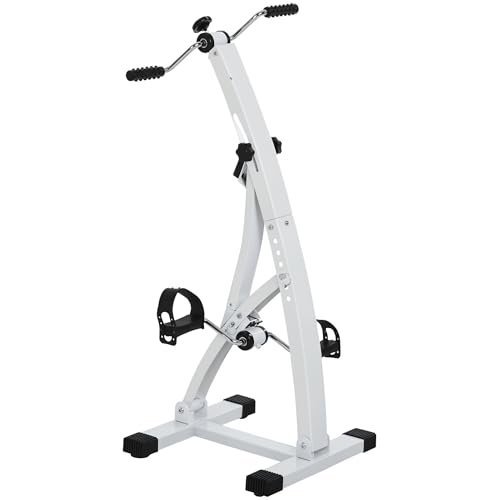 HOMCOM Pedaliera Braccia e Gambe da Divano o Poltrona con Schermo LED, Altezza e Intensità Regolabile, Bianco, 40x42.5x100cm