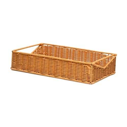 Cesta para servir pan rectangular de imitación mimbre naranja en formato M individual 8