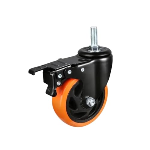 2/3/4 inch Caster Wheels Set of 4 Threaded Stem Industrial Swivel Casters with Dual Locking A/B Brake for Cart Furniture(3 in)