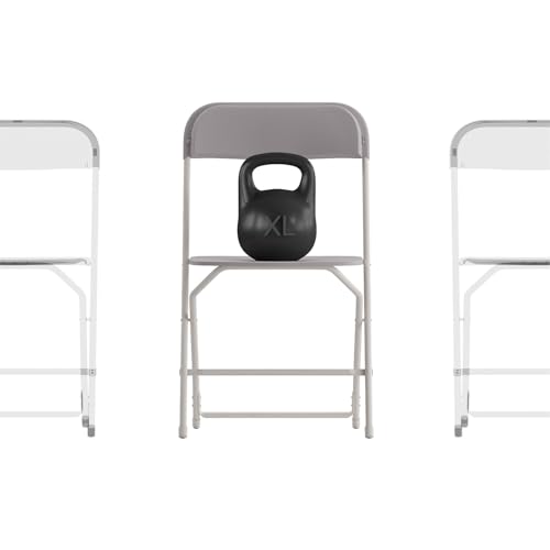 Image of Flash Furniture Hercules Big and Tall Commercial Folding Chair - Extra Wide 650LB. Capacity - Durable Plastic - Gray, 4-Pack