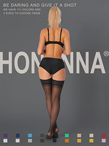 HONENNA Sheer Thigh High Stockings, Silky Stay Up Silicone Lace Top, 1-3 Pairs