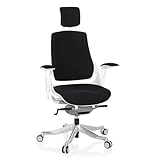 hjh OFFICE 640310 Profi Bürostuhl SPEKTRE Stoff Weiß/Schwarz ergonomischer Drehstuhl mit Verstellbarer Rückenlehne