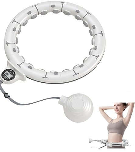 スマートフラフープ フラフープダイエット フラフープ ダイエット 人気 デジタルカウンター付き 組立式 サイズ調整可能 落ちにくい 360°マッサージ 持ち運び便利 大人子供兼用 室内使用 90-210斤対応 ダイエットグッズ (45kg,ホワイト)