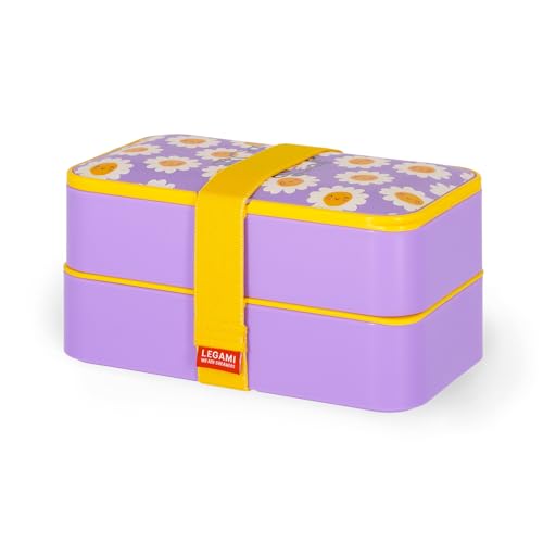 CAPACITÀ: 1200 ml Legami - Porta Pranzo, Lunch Box con 3 Posate Incluse, Daisy, Contenitore, Capacità 1200 ml, a Prova di Perdite, Adatto a Microonde e Lavastoviglie, Ideale per Scuola, Ufficio, Lavoro