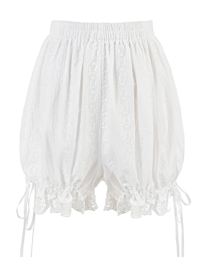 FCCAM Vintage Bloomers Damen Shorts Mit Spitze Viktorianische Shorts L/XL