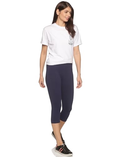 Image of OUTFLITS Women's Knee-Length Cotton Spandex Essential Capri Stretchy Leggings |Small - 2XL Adult |Yoga Leggings, Workout, Gym, Running 3 /4th Leggings for Women(OFLLC)