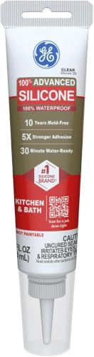 Image of GE Advanced Silicone Caulk for Kitchen & Bathroom, Clear, 2.8 fl oz Tube, 12 Pack - 100% Waterproof Silicone Sealant, 5X Stronger Adhesion, Shrink & Crack Proof