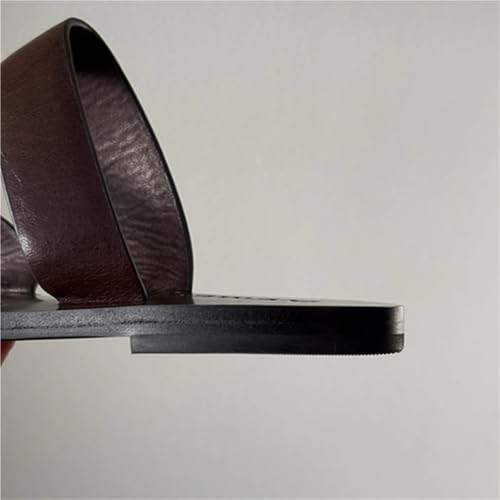 Flip Flops for Women Withered Lazy Leopard Print Cowhide Leather Flat Slippers Minimalist Elegant Retro Mules Sandals Shoes Women4