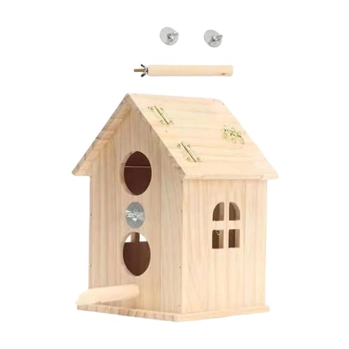 吊り下げ木製バードハウス繁殖オウム天然鳥の安全な巣箱屋内または屋外での使用に適した天然木の巣箱