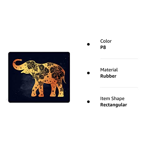 Beautiful Elephant With Wild Rose Flowers And Star Ornaments Mouse Pad Gaming Mouse Pad Mousepad Nonslip Rubber Backing #TOP7