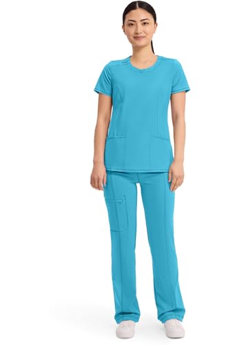 Cherokee Infinity Scrubs for Women Round Neck Scrub Top with 3 Pockets & 360° Stretch-2624A