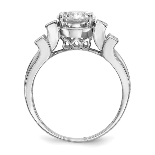 Engagement Ring Band 925 White Sterling Silver Flat Cubic Zirconia (CZ)2