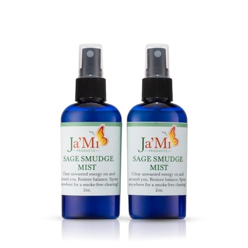 JaMi | Sage Smudge Mist Spray | Clear Unwanted Energy & Restore Balance | Smokeless Alternative | Aromatherapy Fragrance | 100% Pure Essential Oils | 2 oz Bottle (2 Pack)