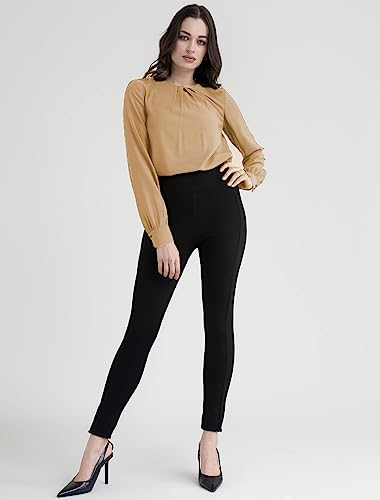 Image of Classic Crew Neck Front Pleat Detail Women Plain Top with Long Sleeves for Office, Casual, Top for Women /Girls Tops