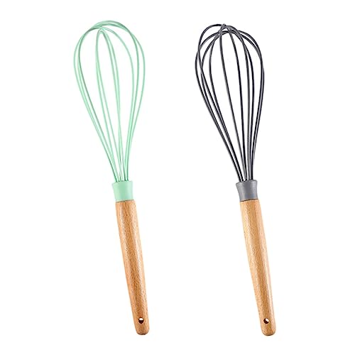 OUNONA 2Pcs Stainless Steel Egg Beater with Wooden Handle Manual Whisk for Eggs Cream and Dough Mixing Kitchen Tool for Home Cooking and Baking