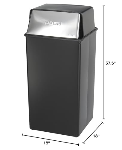 Image of Safco 9895 Reflections by Safco Push Top Waste Receptacle, 36-Gallon, Black
