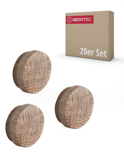 Gedotec Hole covers universal cover caps wood for blind hole diameter 15 mm, Natural Oak, 20 pieces - oak