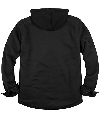 Image of ZENTHACE Men's Sherpa Lined Full Zip Hooded Plaid Shirt Jacket